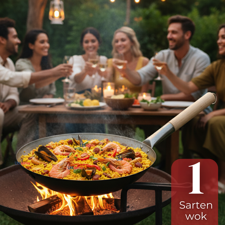 Sartén Wok Tradicional Chino De 37cm Acero Al Carbono