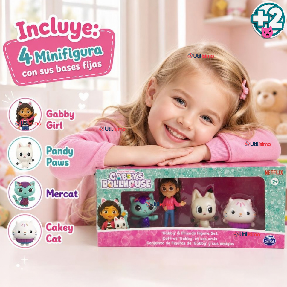 Set de 4 Mini Figuras Gabby's Dollhouse Juguete Infantil Niña