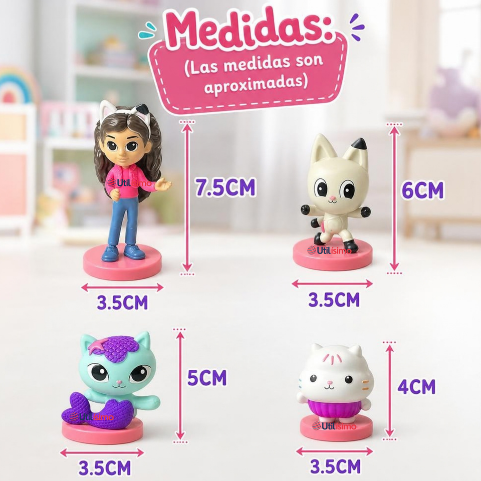 Set de 4 Mini Figuras Gabby's Dollhouse Juguete Infantil Niña