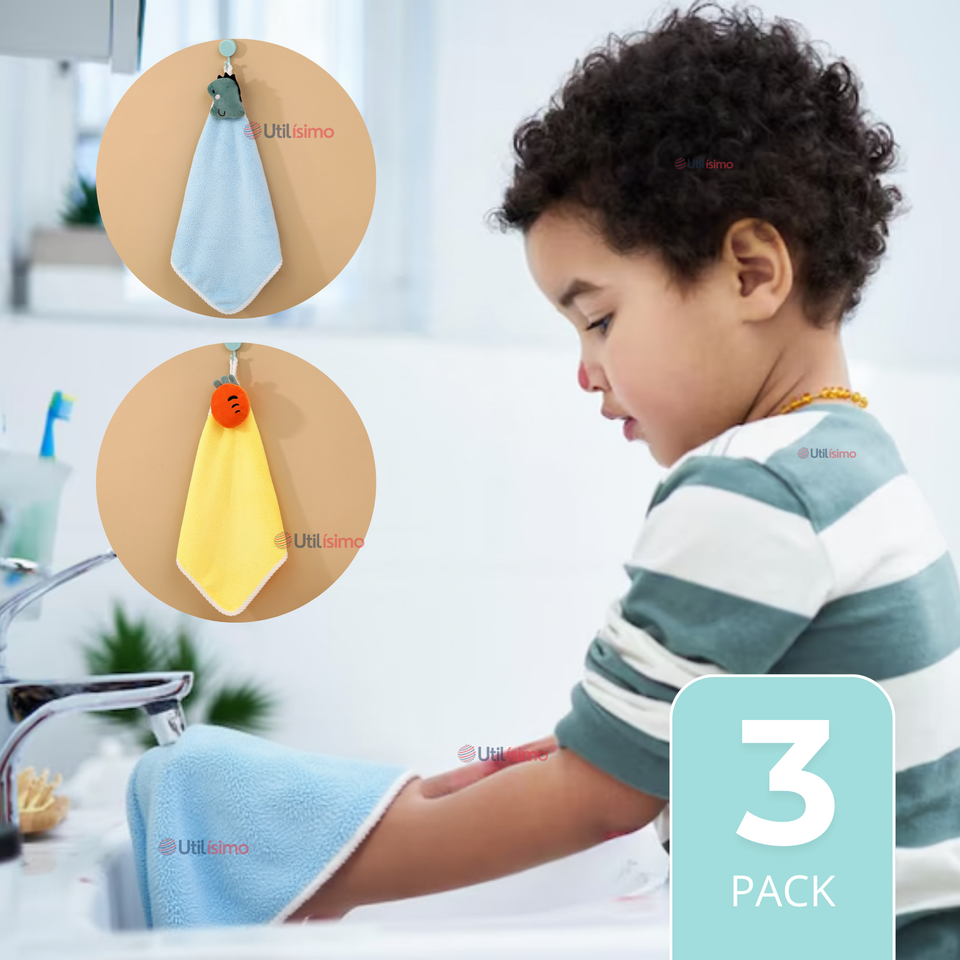 Pack 3 Toalla de Manos 100% Algodón Niño Surtido