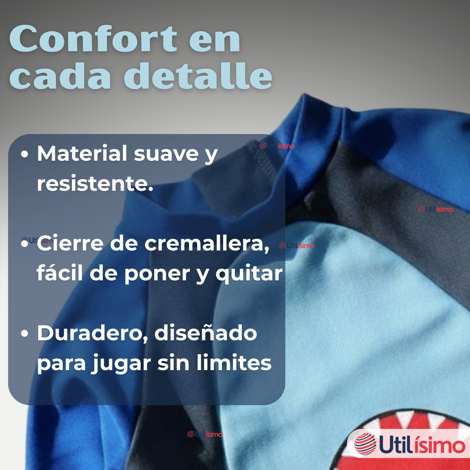 Traje de baño Enterito Con Cremallera Niño de 2 a 6 años Blue Shark