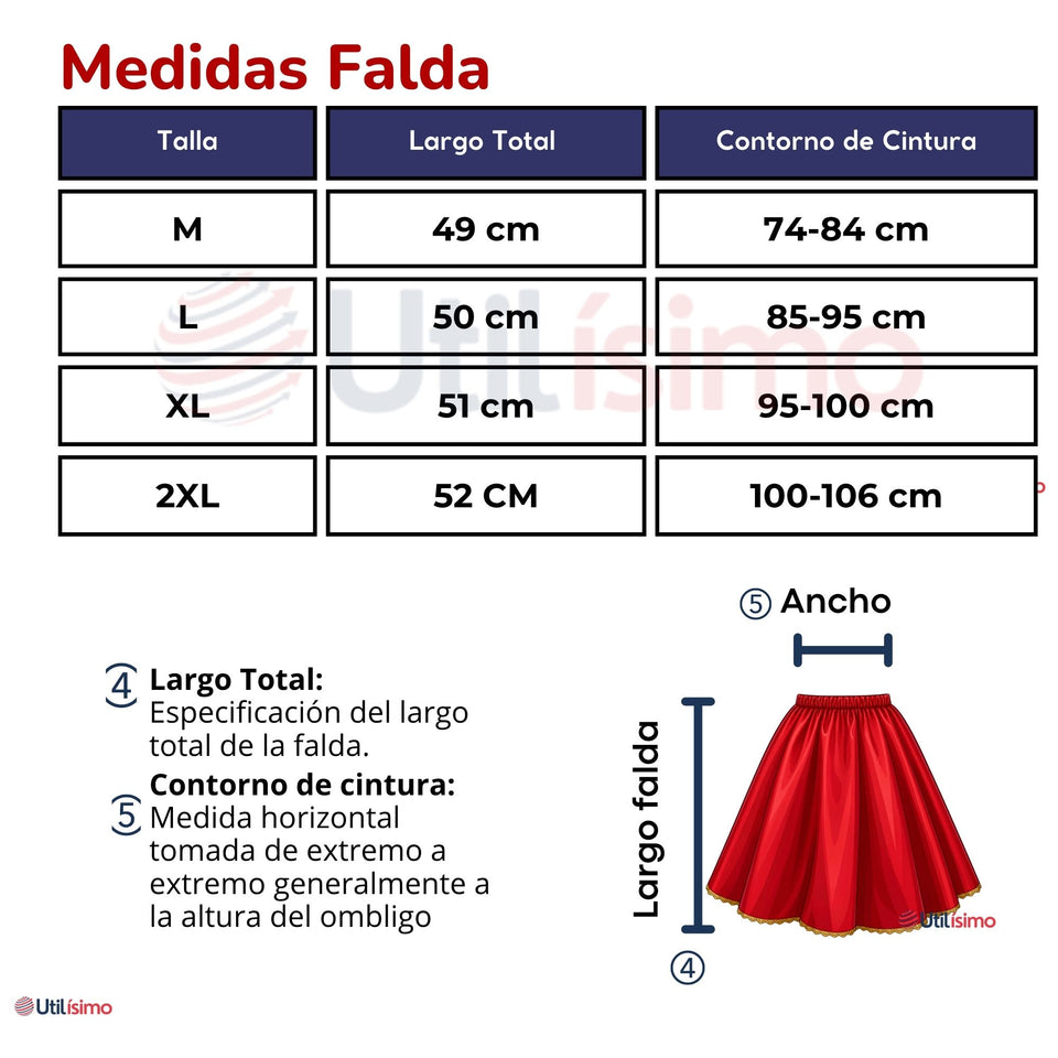 Traje Tirana Diablada Rojo 3 Piezas Mujer Baile Típico Fiestas Patrias