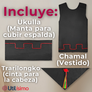 Traje Vestido Mapuche Niña 0 Meses hasta Talla S Vestimenta Típica