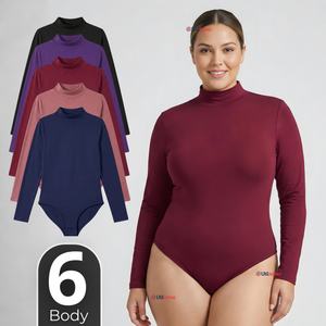 Pack 6 Bodys Manga Larga Bambú Cuello Alto Beatle Mujer Colores Surtidos