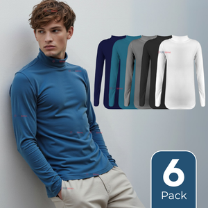 Pack 6 Camisetas Bambú Hombre Primera Capa Invierno Cuello Beatle Polera