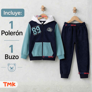 Conjunto Buzo Polerón 2 Piezas 100% Algodón Tedmimak Niño 89 Blue Boy