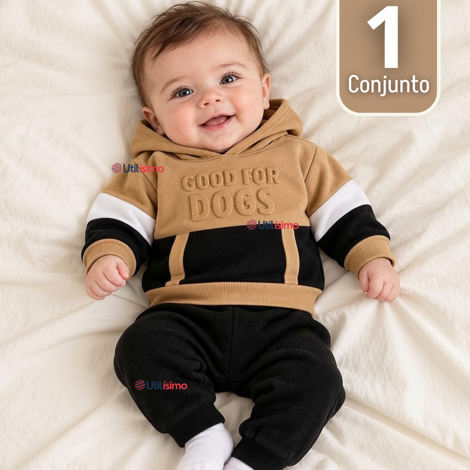 Conjunto Buzo Polerón 2 Piezas 100% Algodón Tedmimak Bebé Niño Good for dogs