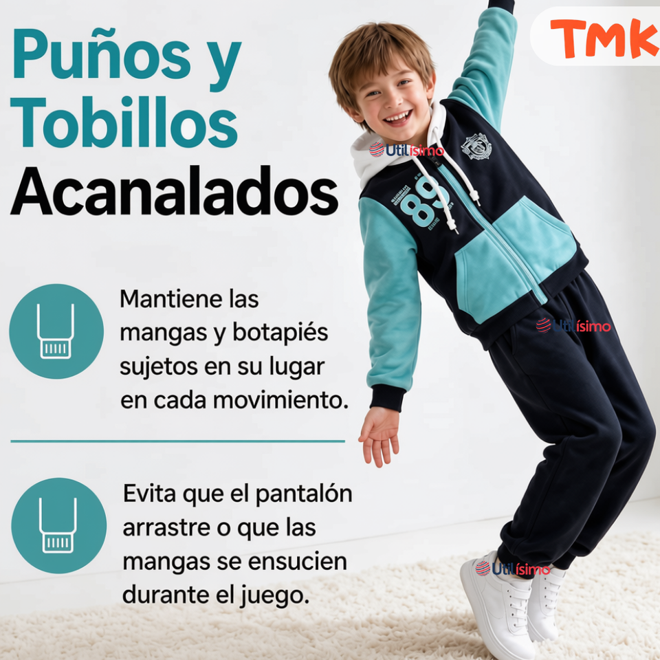 Conjunto Buzo Polerón 2 Piezas 100% Algodón Tedmimak Niño 89 Blue Boy