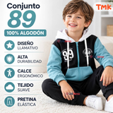 Conjunto Buzo Polerón 2 Piezas 100% Algodón Tedmimak Niño 89 Blue Boy