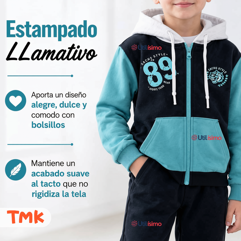 Conjunto Buzo Polerón 2 Piezas 100% Algodón Tedmimak Niño 89 Blue Boy