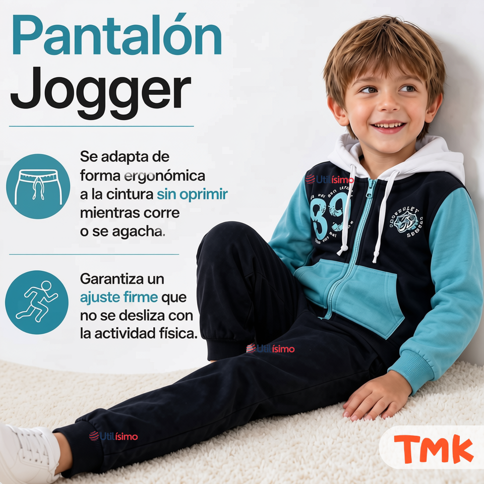 Conjunto Buzo Polerón 2 Piezas 100% Algodón Tedmimak Niño 89 Blue Boy