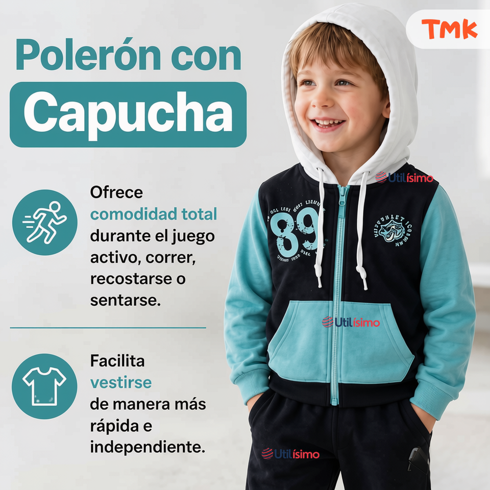 Conjunto Buzo Polerón 2 Piezas 100% Algodón Tedmimak Niño 89 Blue Boy