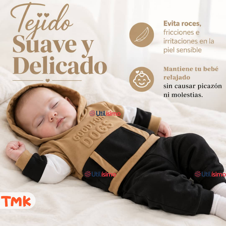 Conjunto Buzo Polerón 2 Piezas 100% Algodón Tedmimak Bebé Niño Good for dogs