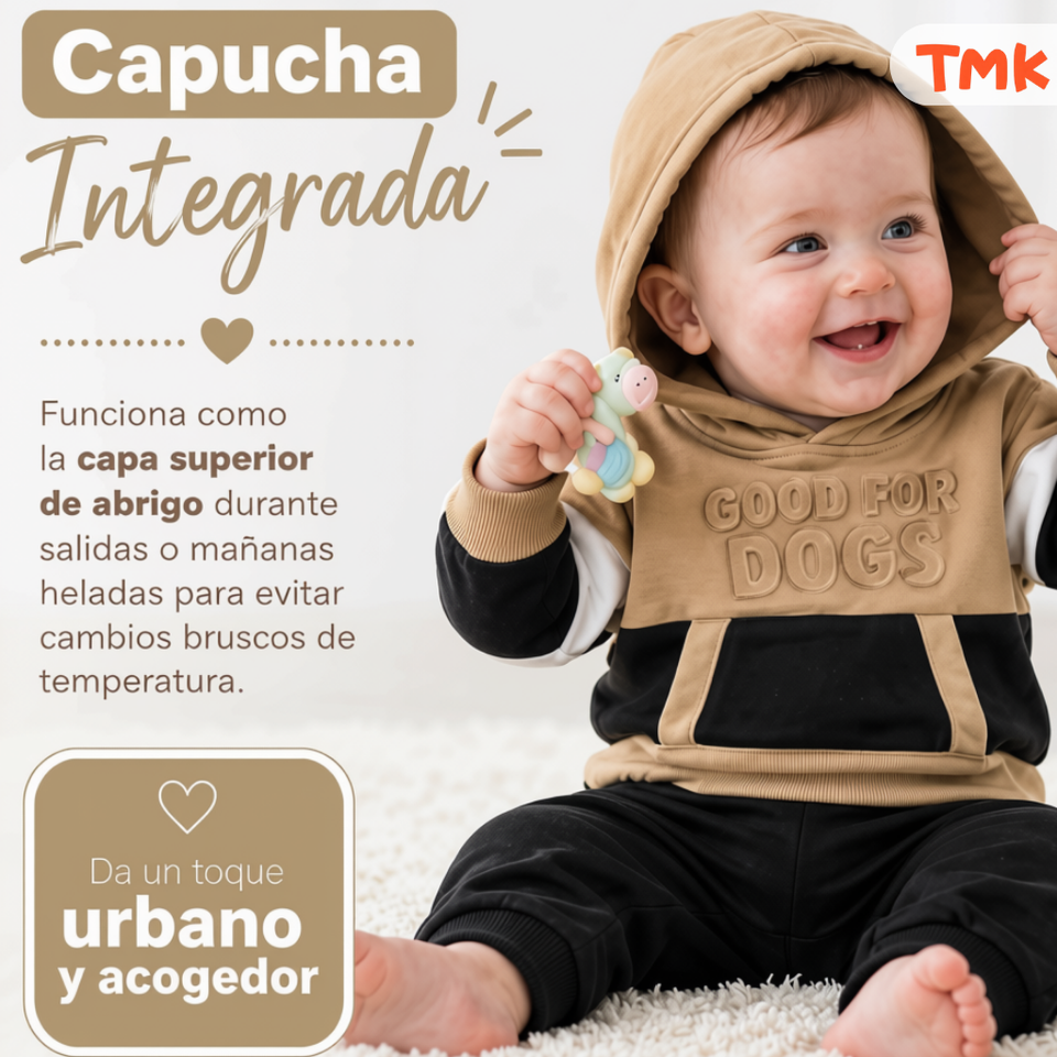 Conjunto Buzo Polerón 2 Piezas 100% Algodón Tedmimak Bebé Niño Good for dogs