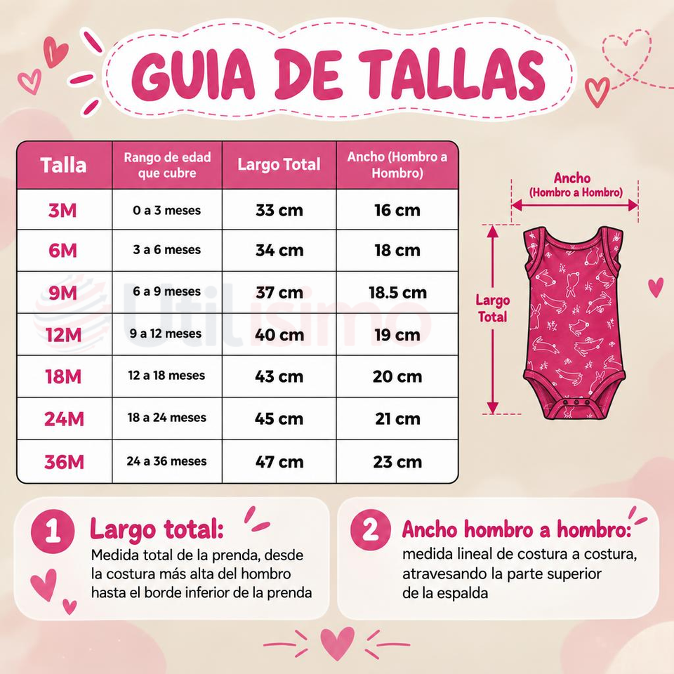 Pack 4 Bodys Sin Manga 100% Algodón Tedmimak Bebé Niña Pinki
