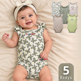 Pack 5 Bodys Sin Mangas 100% Algodón Tedmimak Bebé Niña Green