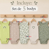 Pack 5 Bodys Sin Mangas 100% Algodón Tedmimak Bebé Niña Green