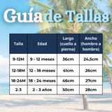 Traje de Baño Flotador Enterito Con Gorro Niño 2 Piezas 9 a 36 Meses Blue Sea